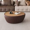 Streamdale Furniture Streamdale Marble Top Leather Coffee Table In Brown