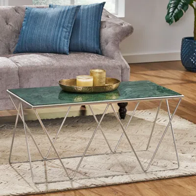 Streamdale Furniture Streamdale Marble-topped Coffee Table Modern Glam Elegance For Living Rooms In Green