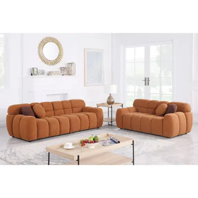 Streamdale Furniture Streamdale Marshmallow Boucle Sofa Light Brown