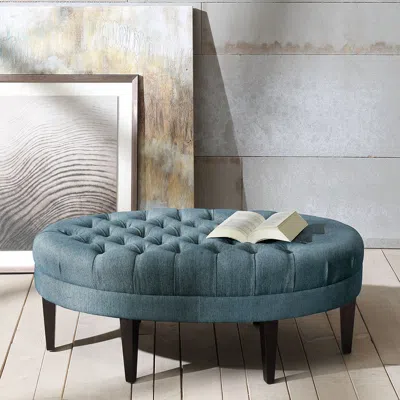 Streamdale Furniture Streamdale Martin Surfboard Tufted Ottoman In Blue