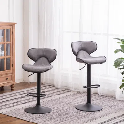 Streamdale Furniture Streamdale Masaccio Weathered Upholstery Adjustable Swivel Barstool Set Of 2