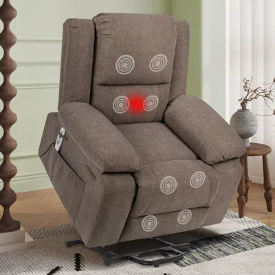 Streamdale Furniture Streamdale Massage Electric Recliner Chair For Elderly With Remote & Heating In Brown