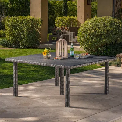 Streamdale Furniture Streamdale Mclemore Outdoor Wicker Dining Table Perfect For Hosting With Ample Space