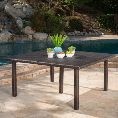 Streamdale Furniture Streamdale Mclemore Outdoor Wicker Dining Table Perfect For Hosting With Ample Space