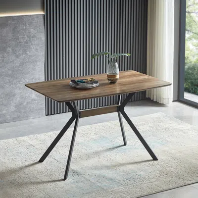 Streamdale Furniture Streamdale Mdf Dining Table With Black Metal Legs