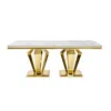 Streamdale Furniture Streamdale Mdf Marble Top Dining Table, Gold Base, 70" In White