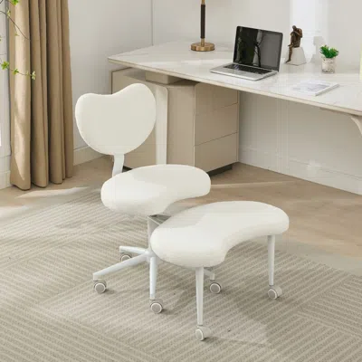 Streamdale Furniture Streamdale Meditation Chair Plus - Cross Legged Desk Chair With Lumbar Support, Ivory In White