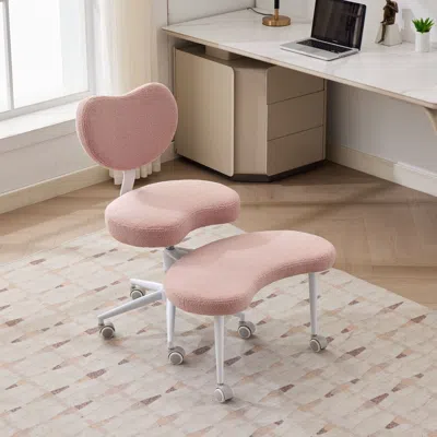 Streamdale Furniture Streamdale Meditation Chair Plus - Cross Legged, Wheels, Lumbar Support, Pink