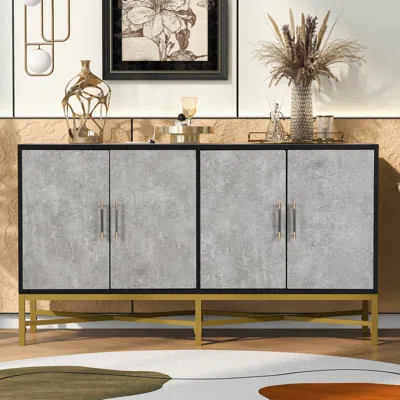 Streamdale Furniture Streamdale Metal & Wood Sideboard With Cross-leg Design