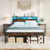 Streamdale Furniture Streamdale Metal Bed Frame With Led, Heavy Duty, Noise Free