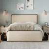 Streamdale Furniture Streamdale Metal Bed With Upholstered Headboard And Drawers - Queen