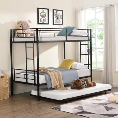 Streamdale Furniture Streamdale Metal Bunk Bed With Trundle Black
