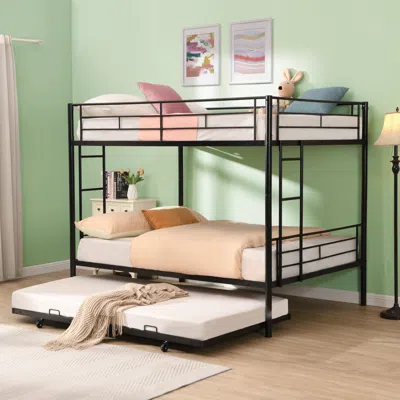Streamdale Furniture Streamdale Metal Bunk Bed With Trundle (no Box Spring Needed)