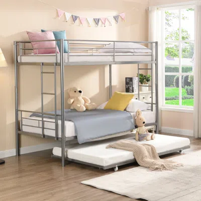 Streamdale Furniture Streamdale Metal Bunk Bed With Trundle Silver