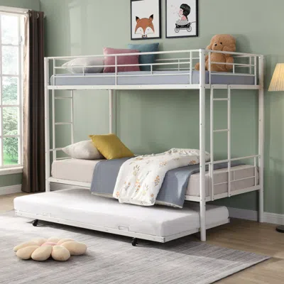 Streamdale Furniture Streamdale Metal Bunk Bed With Trundle White