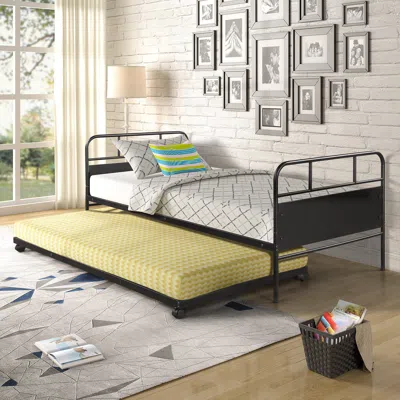 Streamdale Furniture Streamdale Metal Daybed Platform Bed Frame With Trundle Built-in Casters