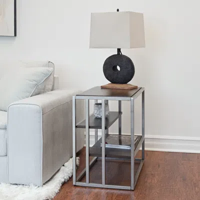 Streamdale Furniture Streamdale Metal Frame Wood Living Room Chairside Table With Shelf