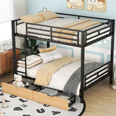 Streamdale Furniture Streamdale Metal Full Size Convertible Bunk Bed With 2 Drawers