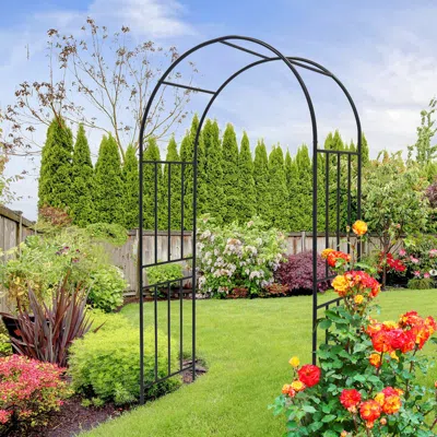 Streamdale Furniture Streamdale Metal Garden Arch, Climbing Plant Support, Outdoor Black