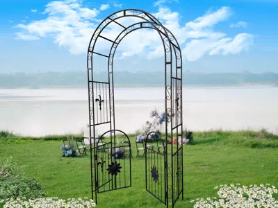 Streamdale Furniture Streamdale Multipurpose Wedding Arch And Garden Gate With Trellises And Lockable Gate