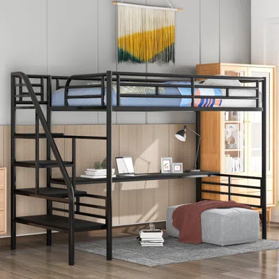 Streamdale Furniture Streamdale Metal Loft Bed Frame With Desk