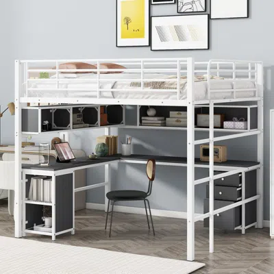 Streamdale Furniture Streamdale Metal Loft Bed With Bookcase