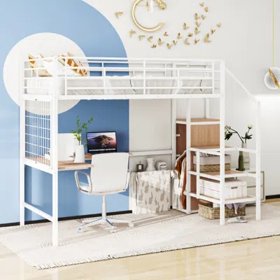 Streamdale Furniture Streamdale Metal Loft Bed With Desk