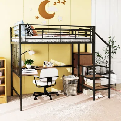Streamdale Furniture Streamdale Metal Loft Bed With Desk