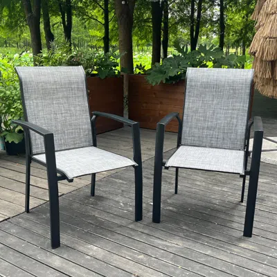 Streamdale Furniture Streamdale Metal Outdoor Dining Chairs - Set Of 2, Black Frame