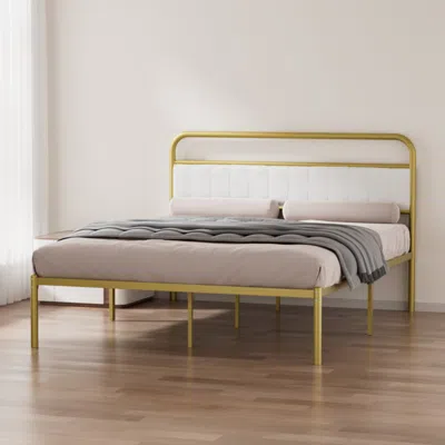 Streamdale Furniture Streamdale Metal Platform Bed Frame With Headboard Cushion (queen Size)