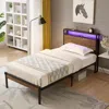 Streamdale Furniture Streamdale Metal Platform Bed With Wooden Headboard