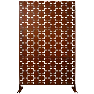 Streamdale Furniture Streamdale Metal Privacy Screen 76"x48" Rusty In Brown