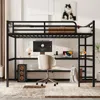 Streamdale Furniture Streamdale Metal Queen Loft Bed W/ Outlet & Led Light In Black