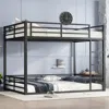 Streamdale Furniture Streamdale Metal Queen Over Queen Bunk Bed, Space-saving, Black In Black
