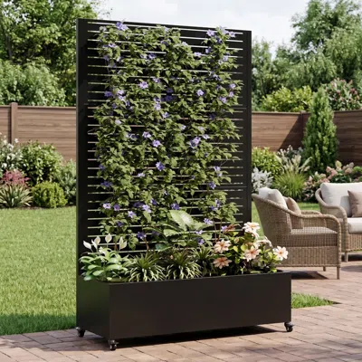 Streamdale Furniture Streamdale Metal Raised Garden Bed With Trellis, 73"x47"x16