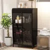 Streamdale Furniture Streamdale Metal Storage Cabinet With Glass Doors & Open Shelves