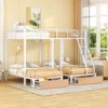Streamdale Furniture Streamdale Metal Triple Bunk Bed With Drawers And Rails In White
