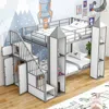 Streamdale Furniture Streamdale Metal Twin Over Twin Castle-shaped Bunk Bed With Wardrobe
