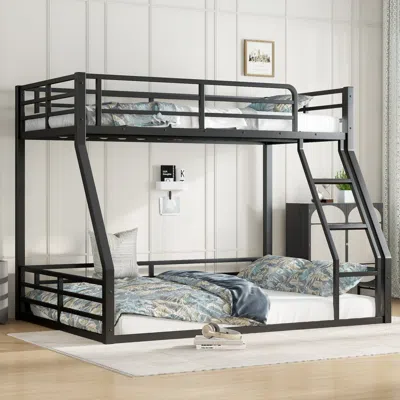 Streamdale Furniture Streamdale Metal Twin Xl/queen Bunk Bed Frame - Heavy Duty, Black