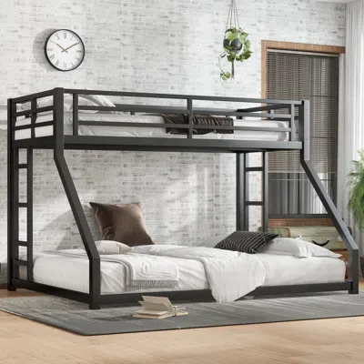 Streamdale Furniture Streamdale Metal Twin Xl/queen Bunk Bed, Noise Reduced, Black