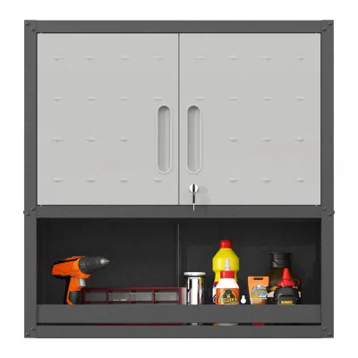 Streamdale Furniture Streamdale Metal Wall-mounted Locking Tool Cabinet With Shelf And Drawer