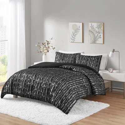 Streamdale Furniture Streamdale Metallic Print Faux Fur Comforter Set