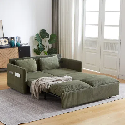 Streamdale Furniture Streamdale Mh" 64.5" Corduroy Sleeper Sofa Bed - Pullout, Pillows & Pockets