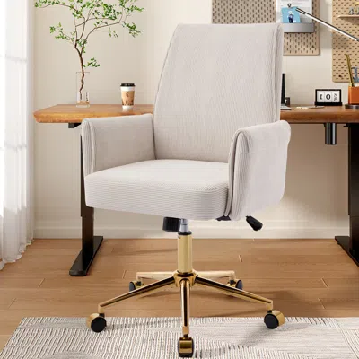 Streamdale Furniture Streamdale Mid-back Striped Ergonomic Office Chair - White