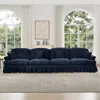 Streamdale Furniture Streamdale Mid Century 4 Seater Chenille Sofa With Flared Arms - Blue In Blue