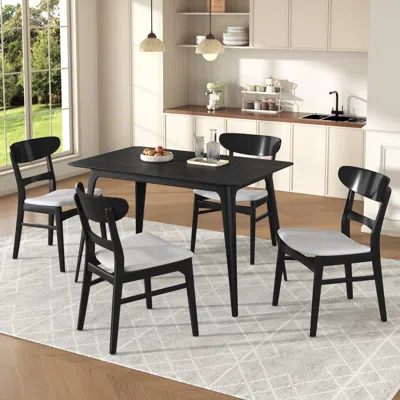 Streamdale Furniture Streamdale Mid-century 5-piece Dining Set, Black & Light Gray