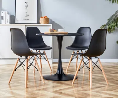 Streamdale Furniture Streamdale Mid-century 5-piece Dining Set With Black Table