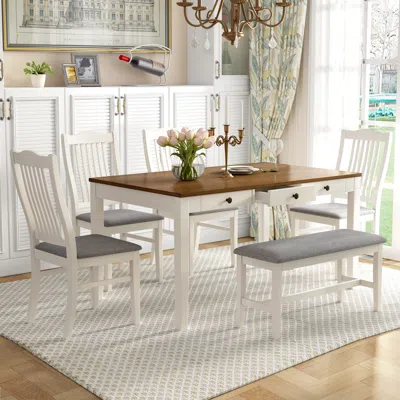 Streamdale Furniture Streamdale Mid-century 6-piece Wood Dining Table Set