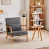 Streamdale Furniture Streamdale Mid-century Accent Chair & Coffee Table Set - Dark Gray/natural Wood In Gray