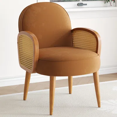 Streamdale Furniture Streamdale Mid-century Accent Chair With Rattan And Wood